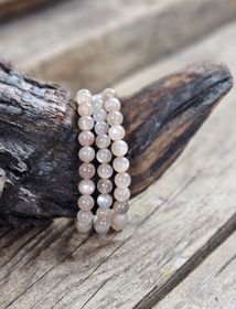 Grå Månsten, armband 8mm runda pärlor