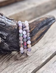Fluorit ljus mix, armband 8mm runda pärlor