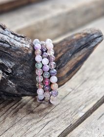 Fluorit ljus mix, armband 8mm runda pärlor