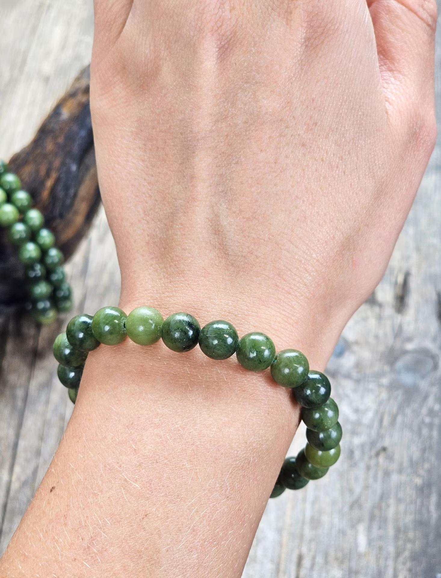 Nefrit Jade, armband 8mm runda pärlor