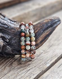 Rutilkvarts och Lodolit mix, armband 8mm runda pärlor