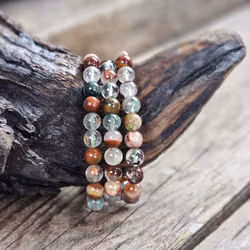 Rutilkvarts och Lodolit mix, armband 8mm runda pärlor