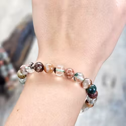 Rutilkvarts och Lodolit mix, armband 8mm runda pärlor