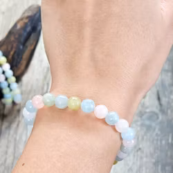 Morganit (Beryll mix), armband 8mm runda pärlor