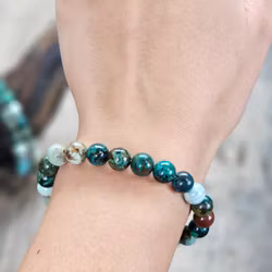 Krysokolla, armband 8mm runda pärlor