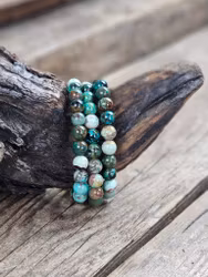 Krysokolla, armband 8mm runda pärlor