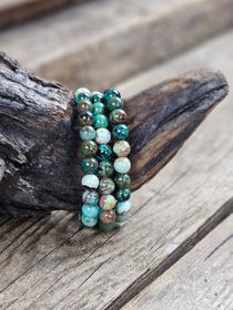 Krysokolla, armband 8mm runda pärlor