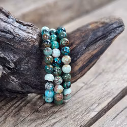 Krysokolla, armband 8mm runda pärlor