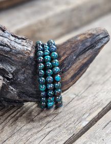 Krysokolla extra, armband 8mm runda pärlor