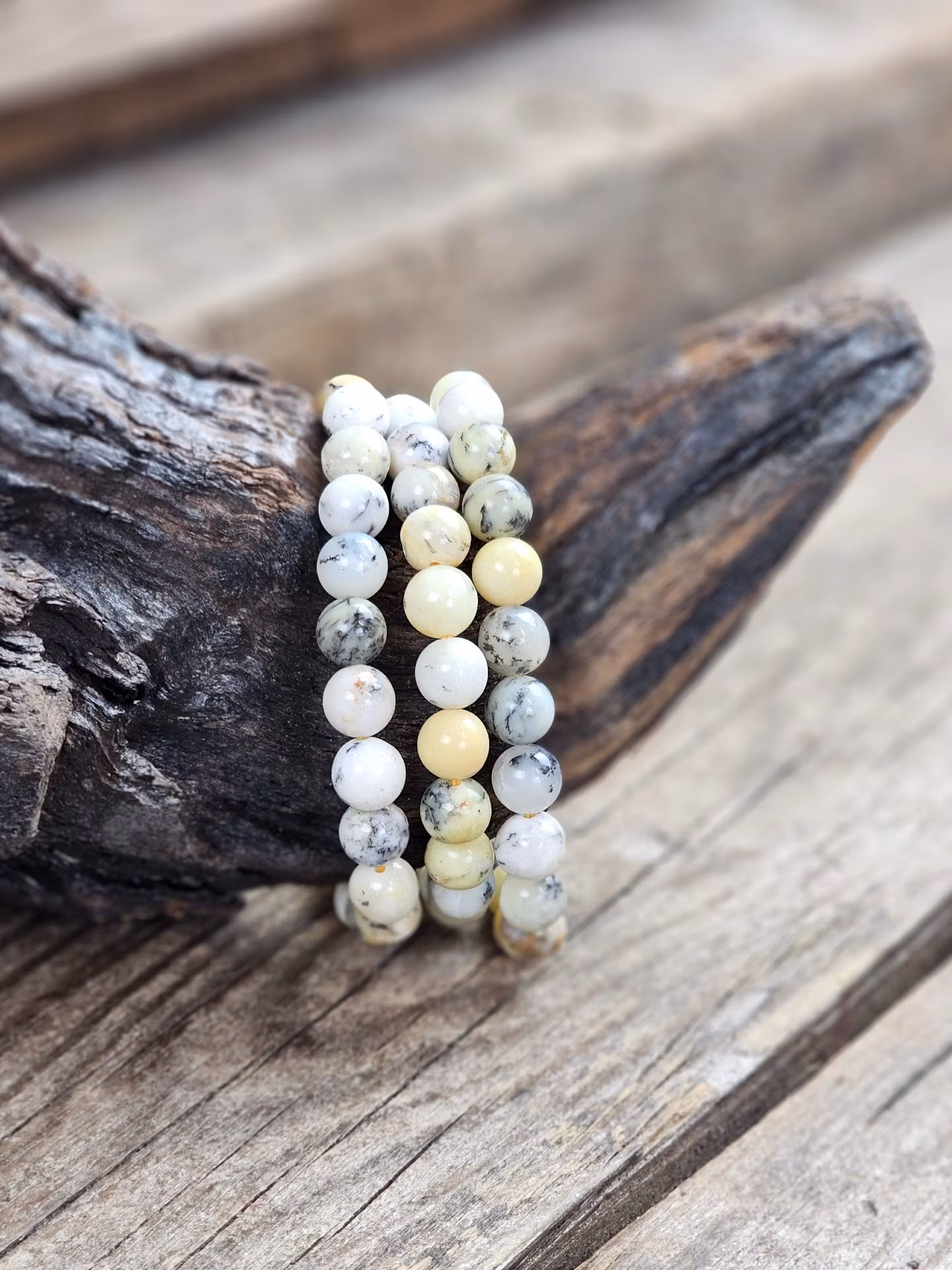 Dendrit Opal, armband 8mm runda pärlor