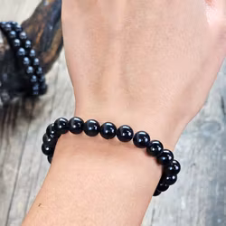 Svart Opal, armband 8mm runda pärlor