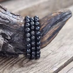 Svart Opal, armband 8mm runda pärlor