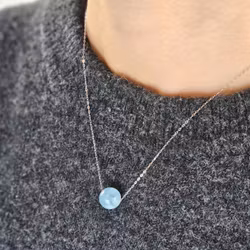Akvamarin kula, halsband 925 silver