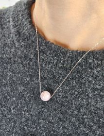 Kunzit kula, halsband 925 silver