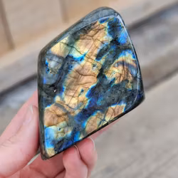 Labradorit, polerad kristall stående friform #11