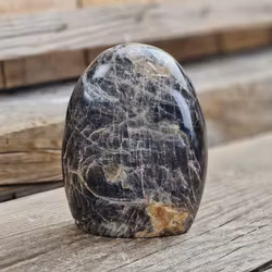 Svart Månsten, polerad kristall stående friform #4