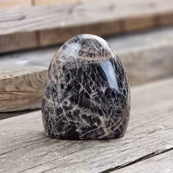 Svart Månsten, polerad kristall stående friform #5