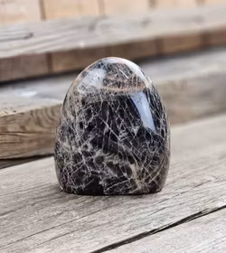 Svart Månsten, polerad kristall stående friform #5