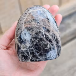 Svart Månsten, polerad kristall stående friform #5