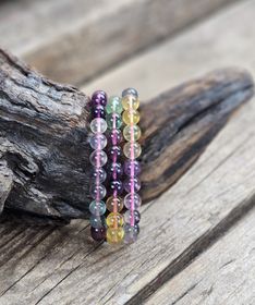 Fluorit mix extra, armband 8mm runda pärlor