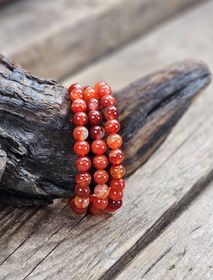 Karneol (röd/bandad), armband 8mm runda pärlor