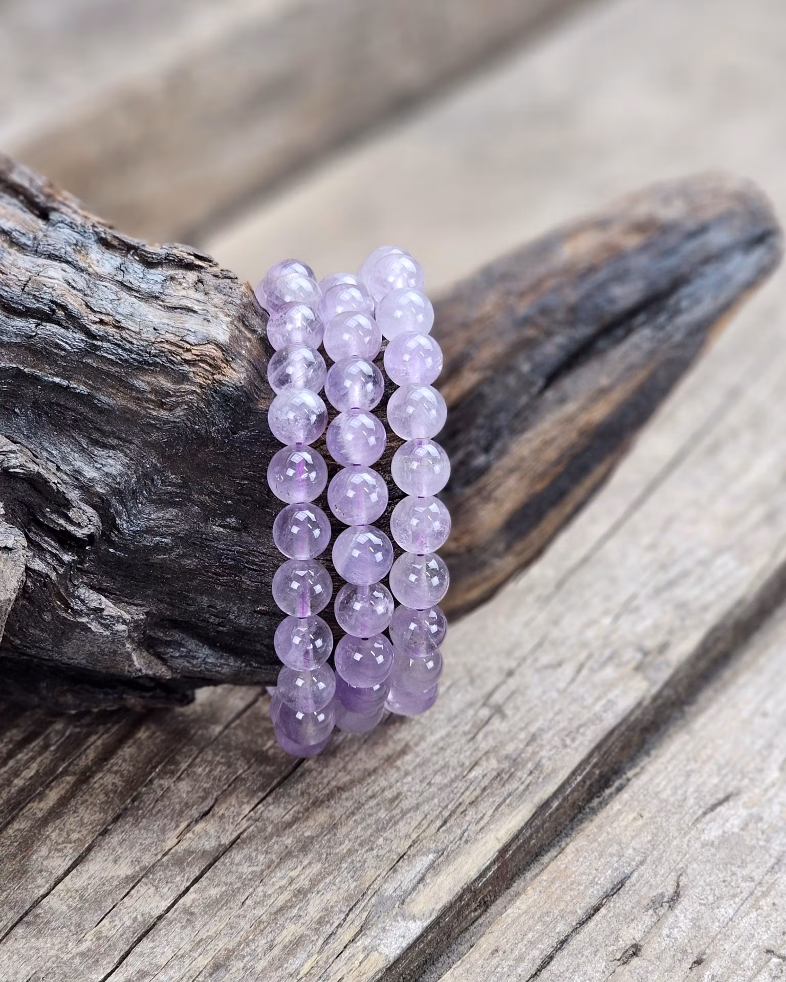 Lavendel Ametist, armband 8mm runda pärlor