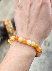 Honungsjade mix, armband 8mm runda pärlor