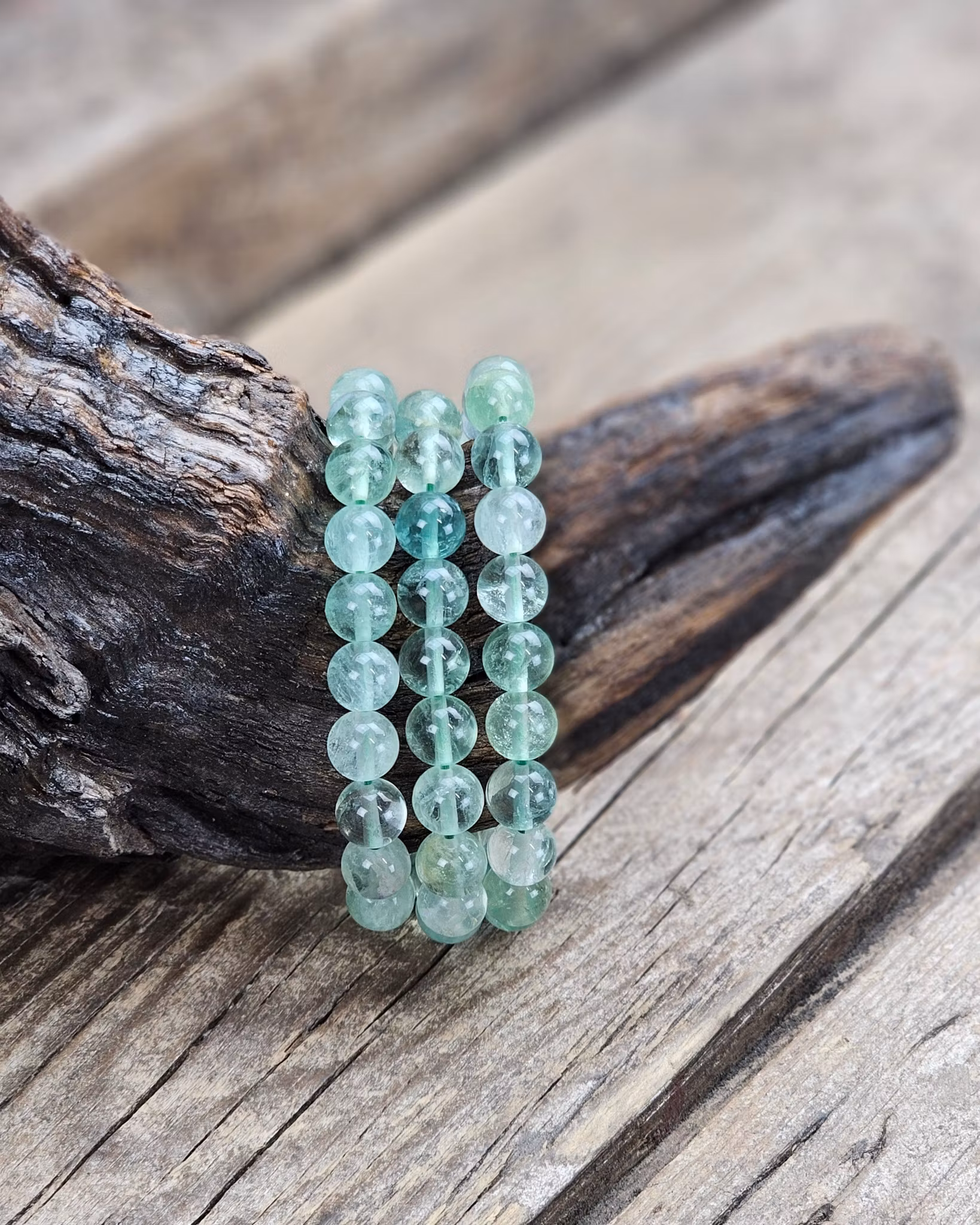 Grön Fluorit, armband 8mm runda pärlor