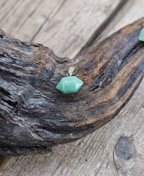 Grön Aventurin mini spets, silverpläterat hänge