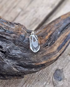 Prasiolit (transparent) trumlad, silverpläterat hänge