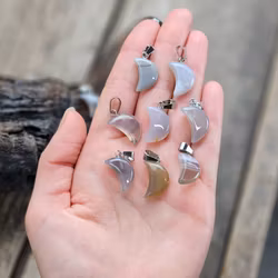 Måne Agat, silverpläterat hänge