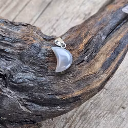 Måne Agat, silverpläterat hänge