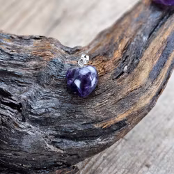 Ametist bulligt hjärta, silverpläterat hänge