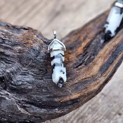 Zebrajaspis polerad spets, silverpläterat hänge