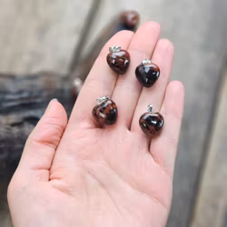 Mahogny Obsidian bulligt hjärta, silverpläterat hänge
