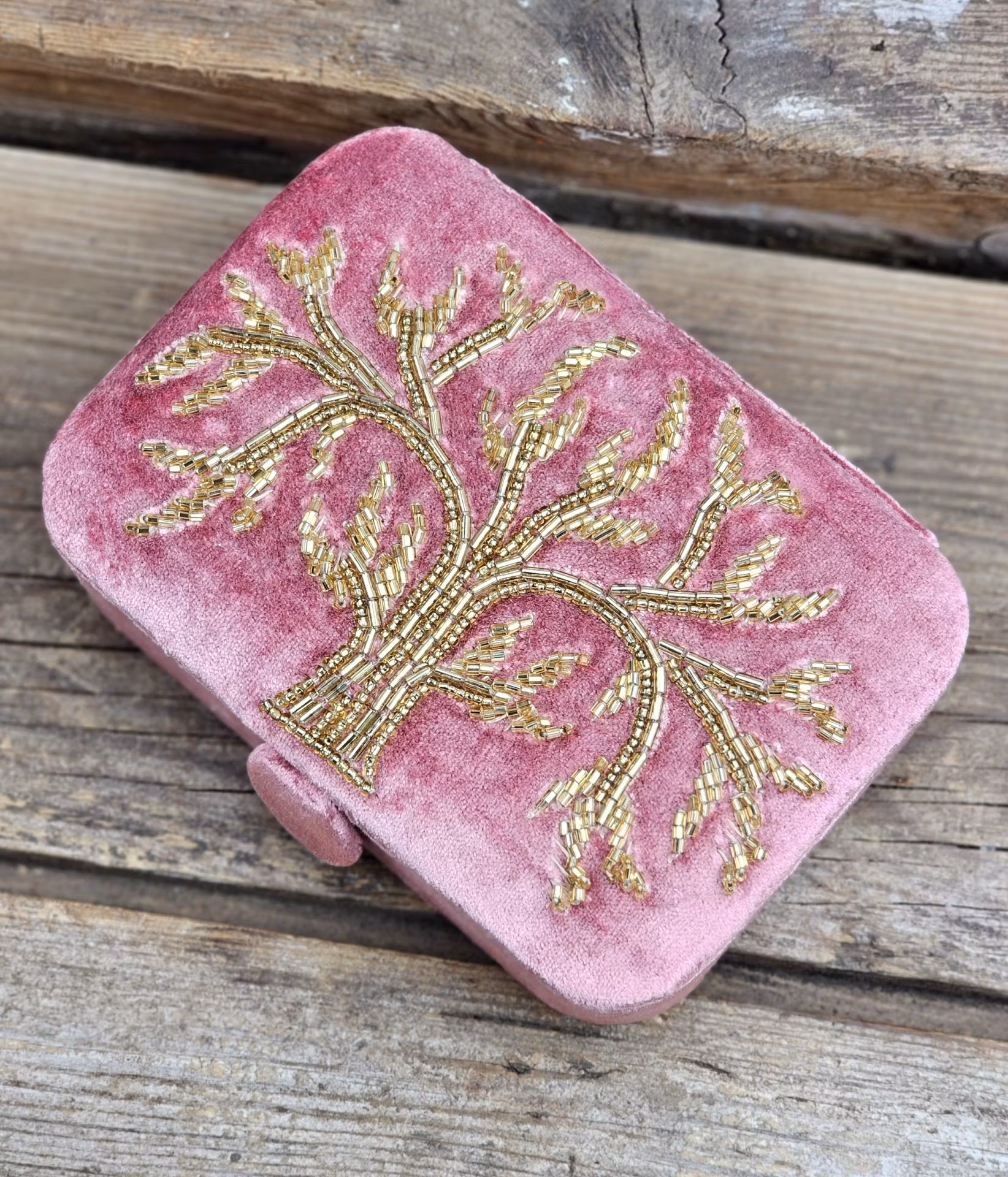 Broderad ask för smycken, kristaller och tarotkort, Tree Of Life