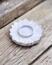 Rökelsehållare, beige/grå täljsten Lotus