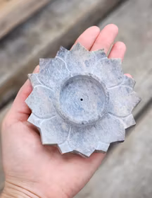 Rökelsehållare, beige/grå täljsten Lotus