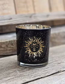 Ljuslykta liten - svart & guld, Solen & månen