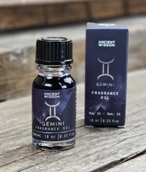 Stjärnteckenolja Tvillingarna (Gemini) – Zodiak aromaolja med glitter, 10 ml