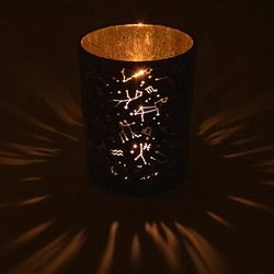 Ljuslykta stor blå & guld, Stjärntecken Zodiac Constellations