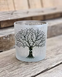 Ljuslykta liten - frostat glas vit, Tree Of Life