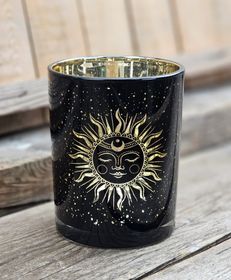 Ljuslykta stor svart & guld, Solen och månen