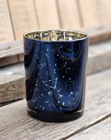 Ljuslykta stor blå & guld, Stjärntecken Zodiac Constellations