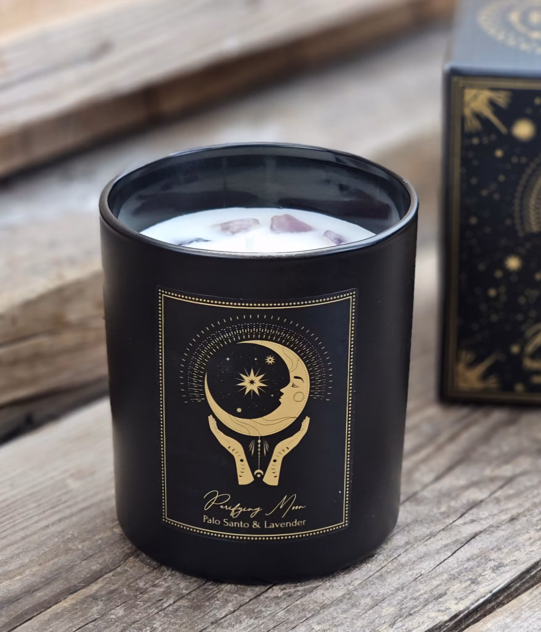 PureWorks - Purifying Moon - Palo Santo & Lavender, doftljus för manifestation med Ametist 50h