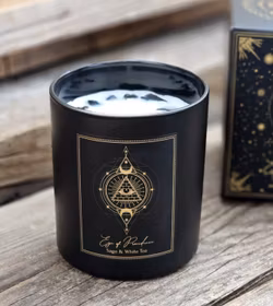 PureWorks - Eye of Providence - Sage & White Tea, doftljus för manifestation med Svart Obsidian 50h