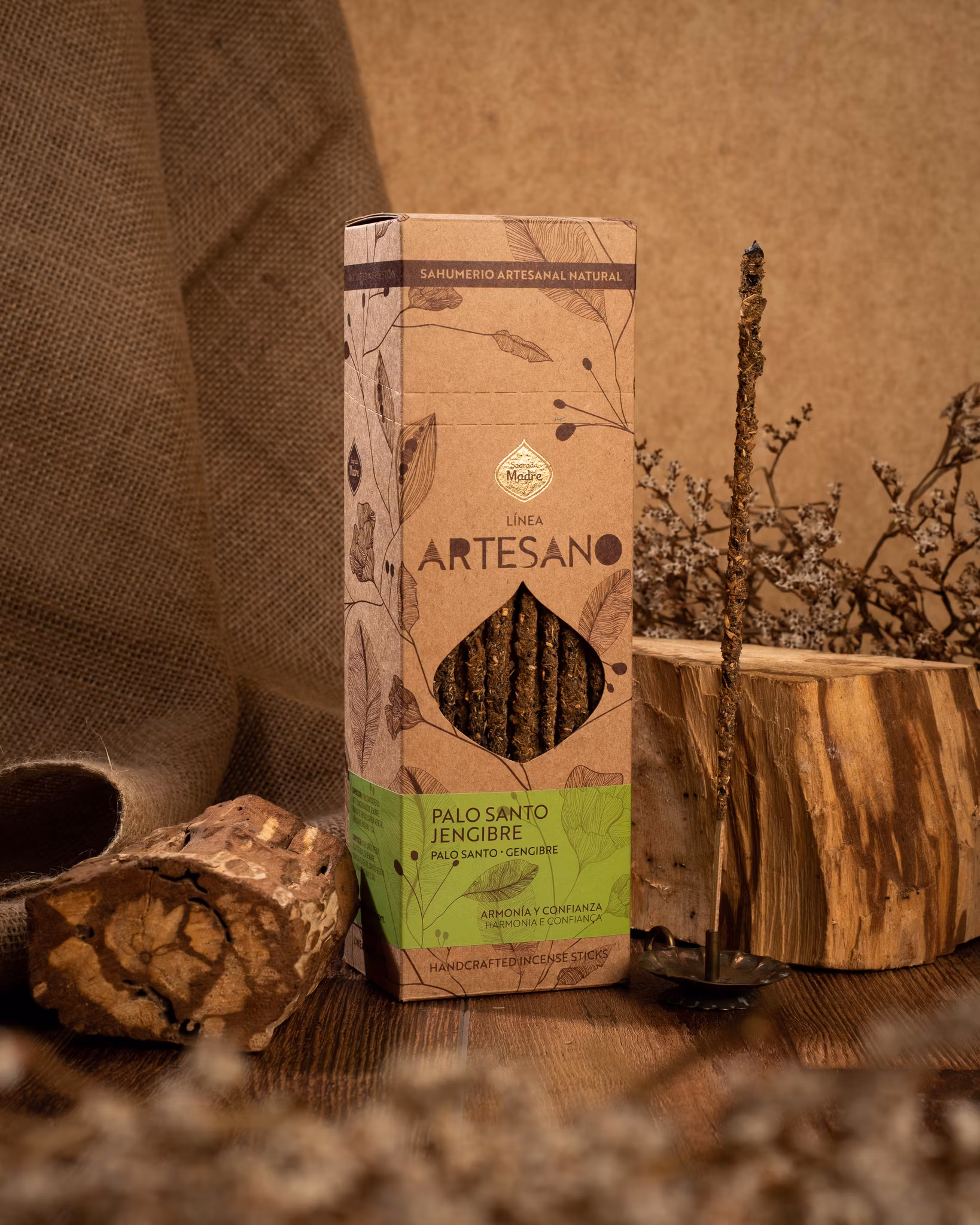 Sagrada Madre Artesano x 1 line - Palo Santo & Ingefära, rökelsepinne styckvis