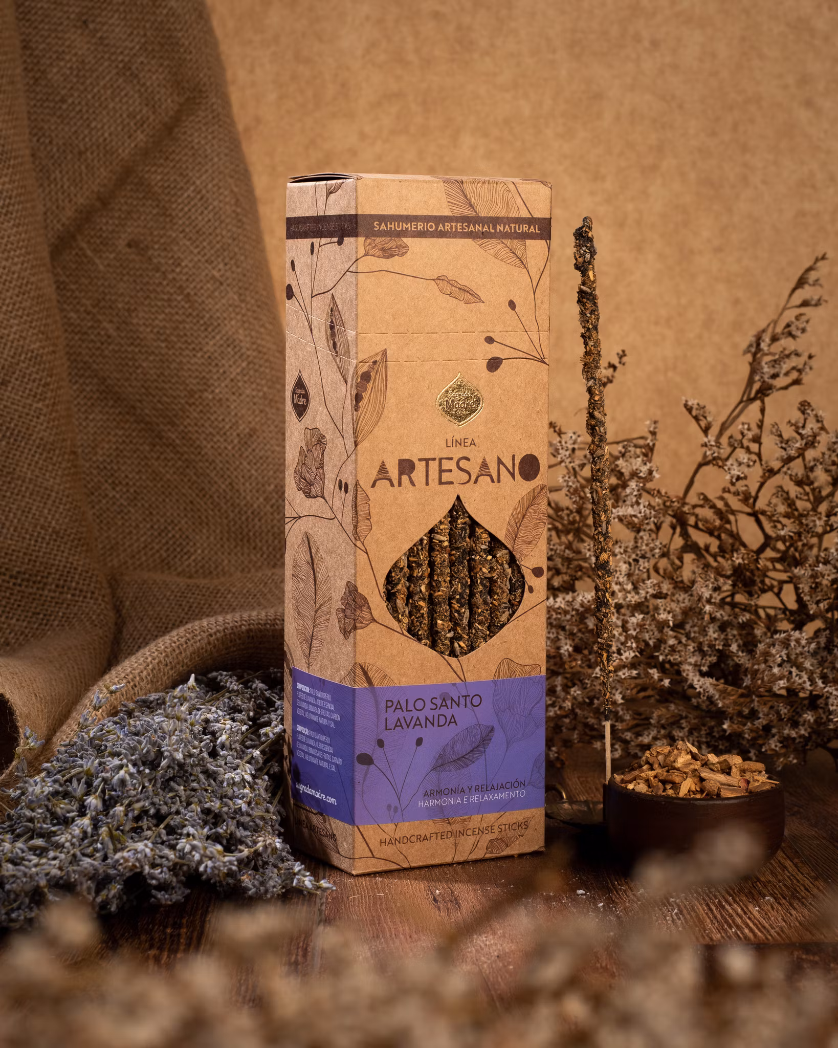 Sagrada Madre Artesano x 1 line - Palo Santo med Lavendel, rökelsepinne styckvis