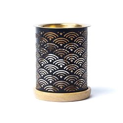 Aromalampa Rainbows, diffuser svart/guld med träunderlägg