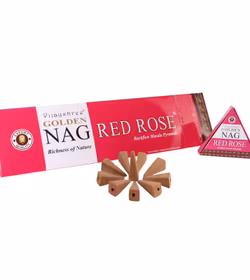 Vijayshree - Golden Nag Red Rose, rökelsekoner backflow